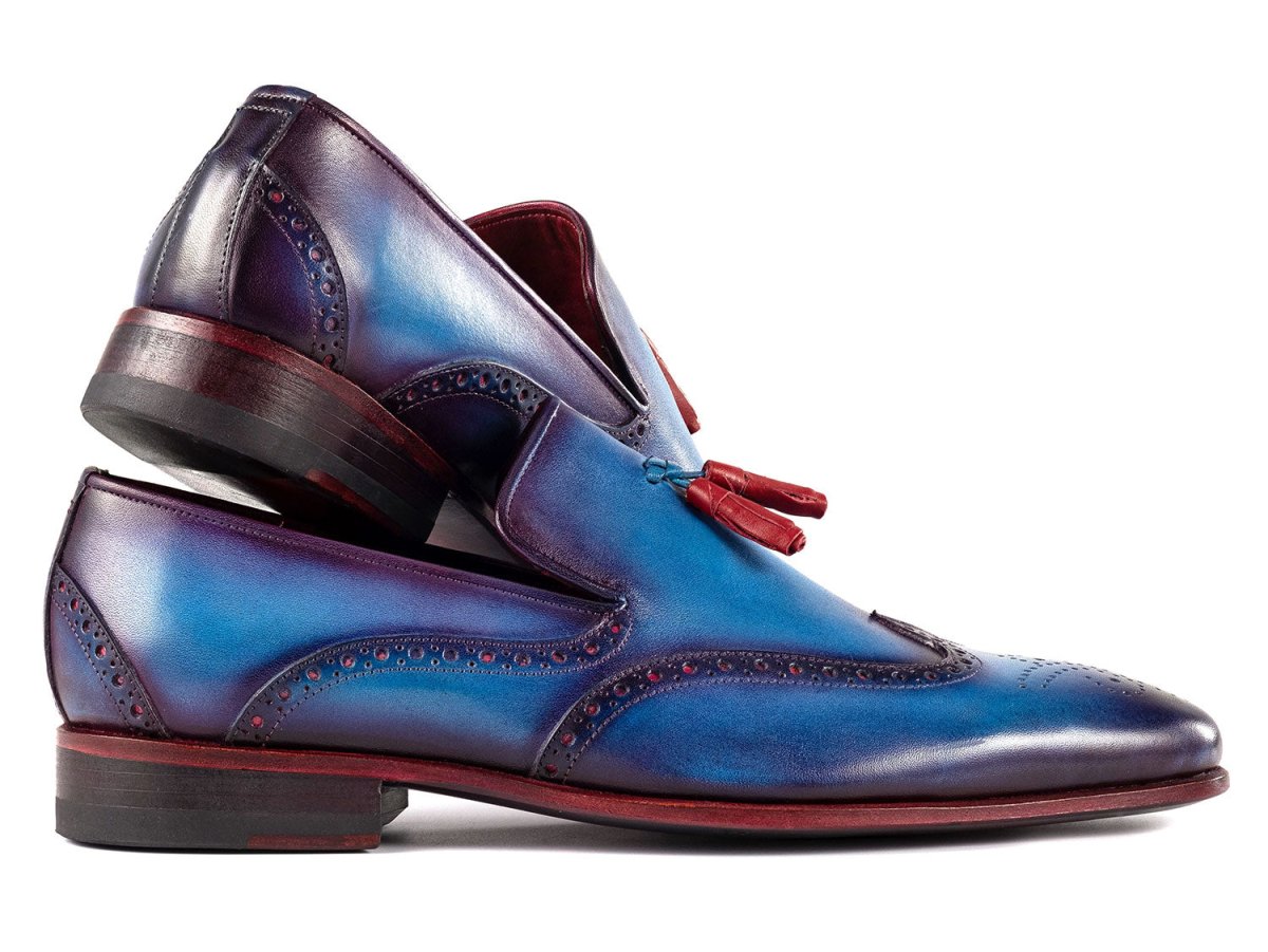 Paul Parkman Men's WIngtip Leather Tassel Loafers in Blue Shoes by Paul Parkman – Don't Panic Shoes