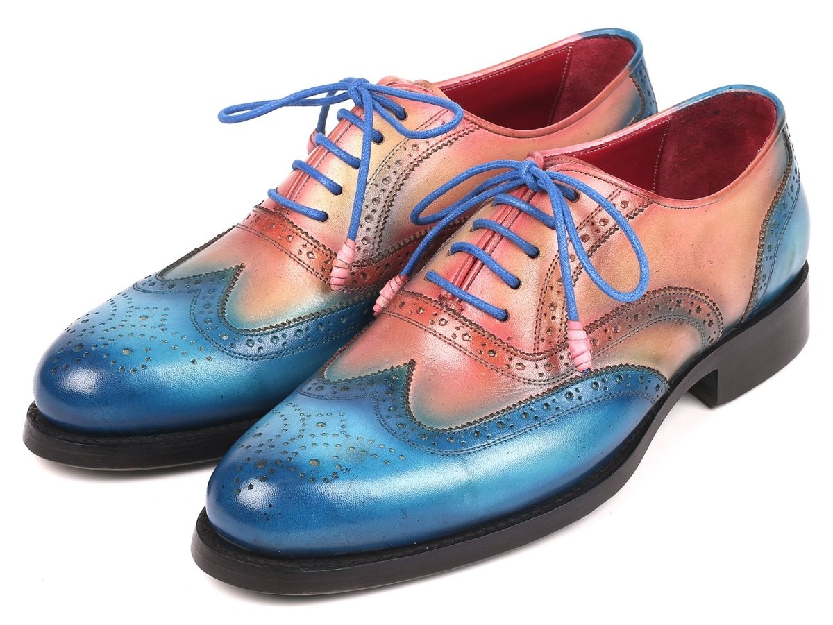 Paul Parkman Men's WIngtip Oxfords Goodyear Welted in Blue And Pink Shoes by Paul Parkman – Don't Panic Shoes