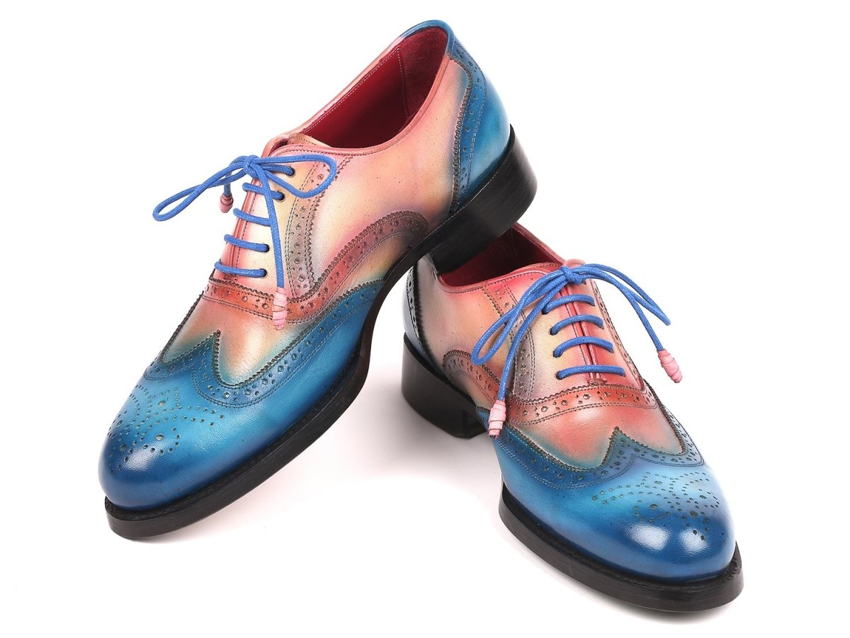 Paul Parkman Men's WIngtip Oxfords Goodyear Welted in Blue And Pink Shoes by Paul Parkman – Don't Panic Shoes