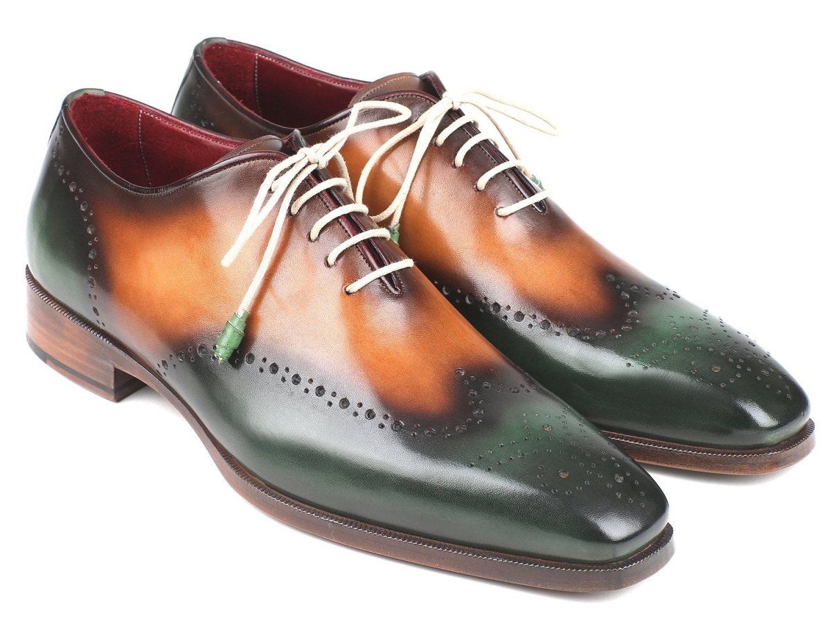 Paul Parkman Men's WIngtip Oxfords in Green And Camel Shoes by Paul Parkman – Don't Panic Shoes
