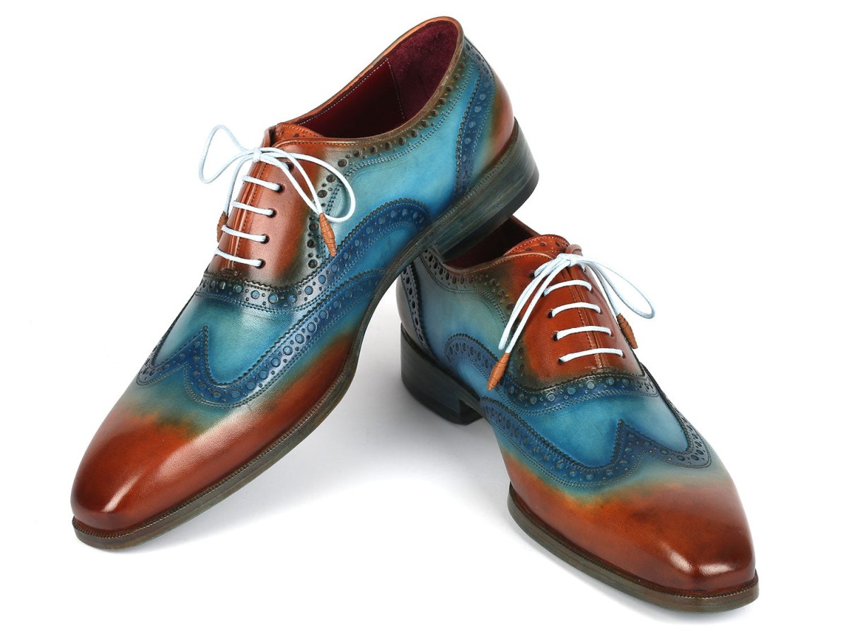 Paul Parkman Men's Wingtip Oxfords Turquoise And Tobacco (Id228 - Trq) Shoes by Paul Parkman – Don't Panic Shoes