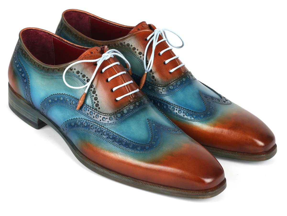 Paul Parkman Men's Wingtip Oxfords Turquoise / Tobacco Shoes by Paul Parkman – Don't Panic Shoes