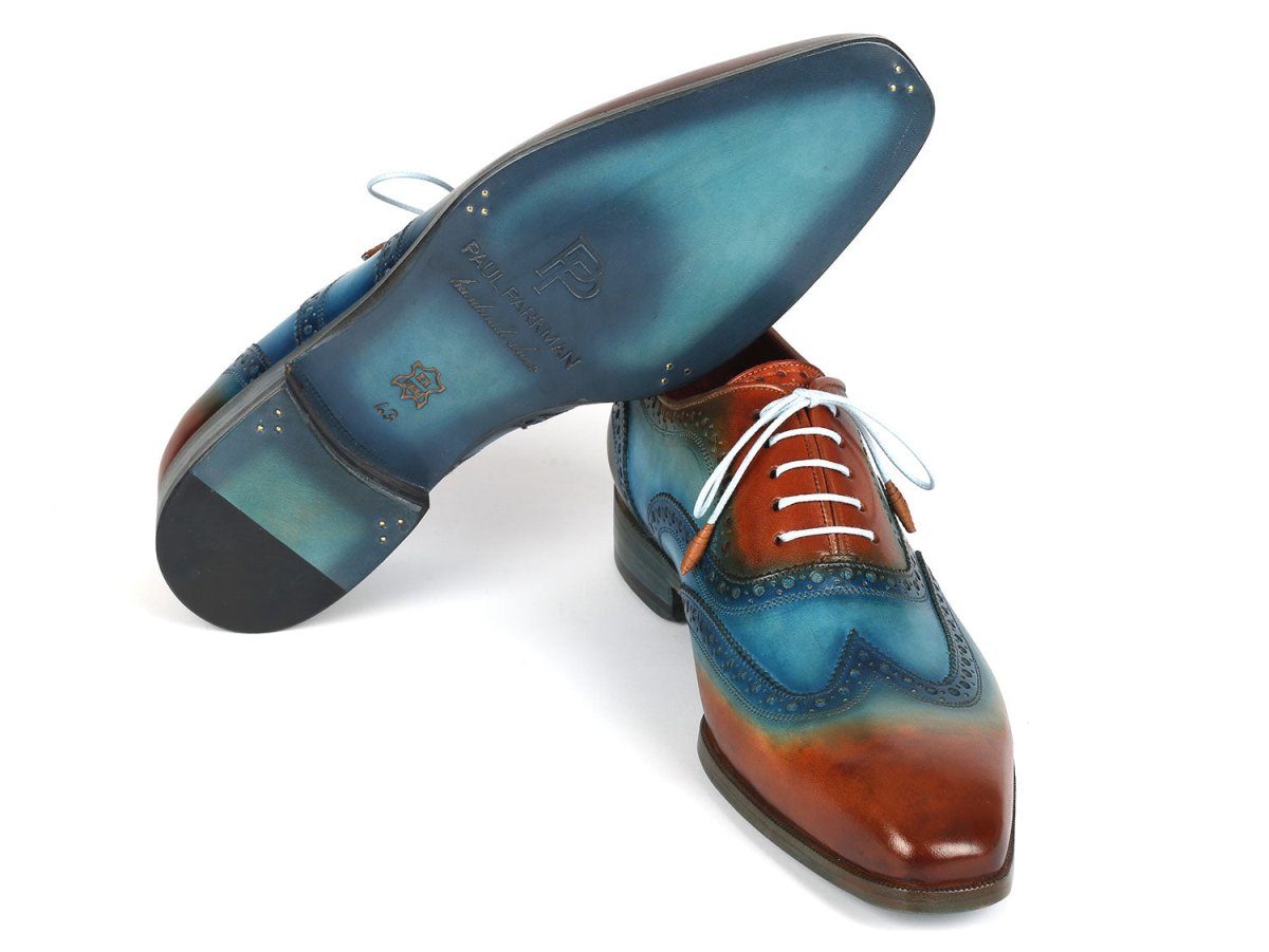 Paul Parkman Men's Wingtip Oxfords Turquoise / Tobacco Shoes by Paul Parkman – Don't Panic Shoes