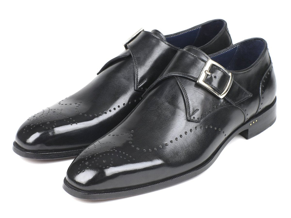 Paul Parkman Men's WIngtip Single Monkstraps in Black Shoes by Paul Parkman – Don't Panic Shoes