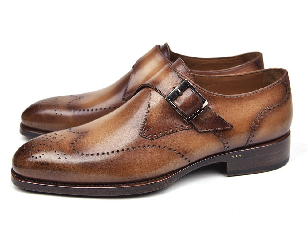 Paul Parkman Men's WIngtip Single Monkstraps in Brown And Camel Shoes by Paul Parkman – Don't Panic Shoes