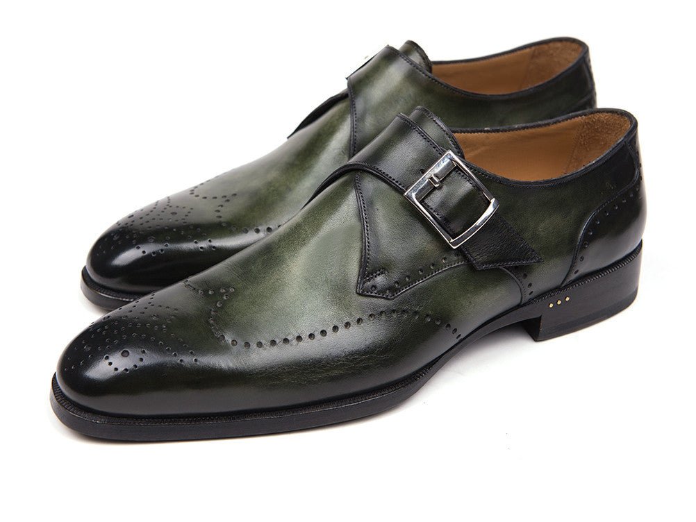 Paul Parkman Men's WIngtip Single Monkstraps in Green Shoes by Paul Parkman – Don't Panic Shoes