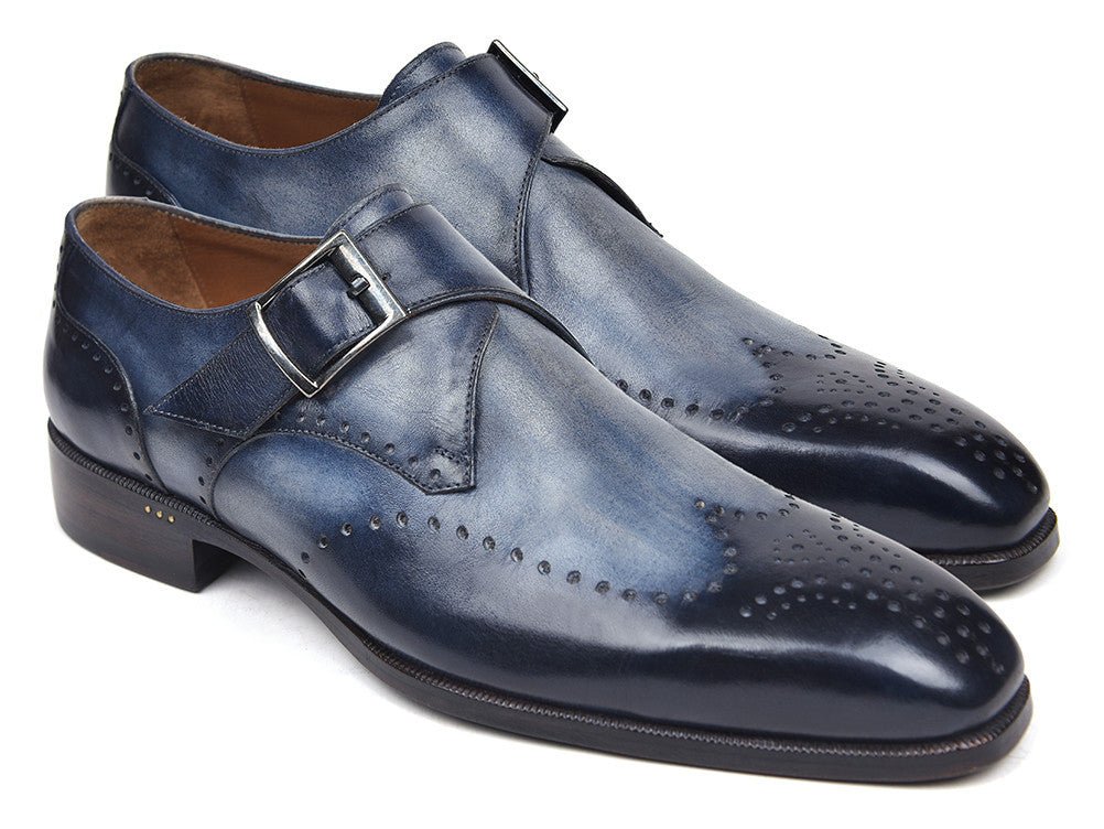 Paul Parkman Men's WIngtip Single Monkstraps in Navy Shoes by Paul Parkman – Don't Panic Shoes