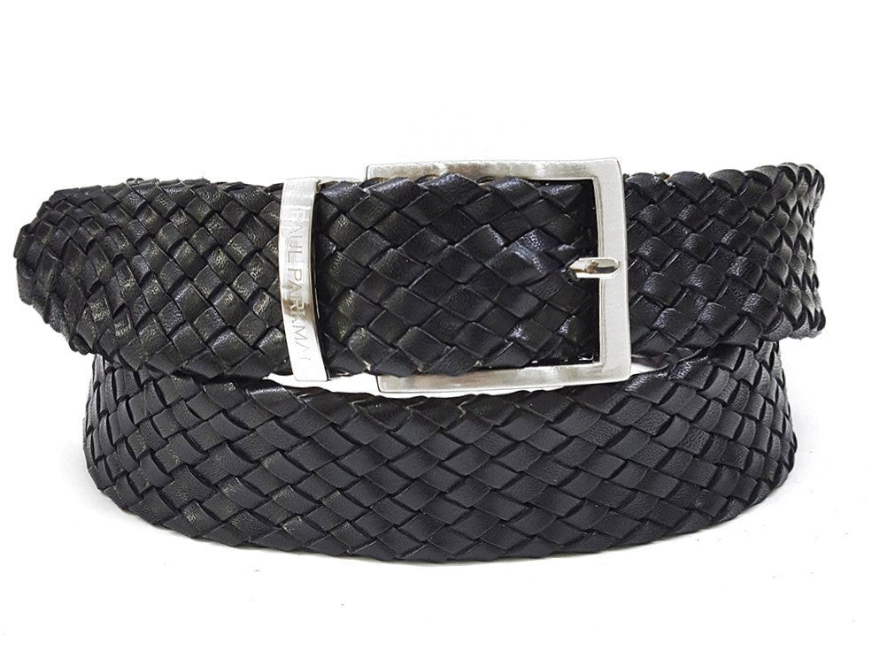 Paul Parkman Men's Woven Leather Belt Black (IdB07 - Blk) by Paul Parkman – Don't Panic Shoes