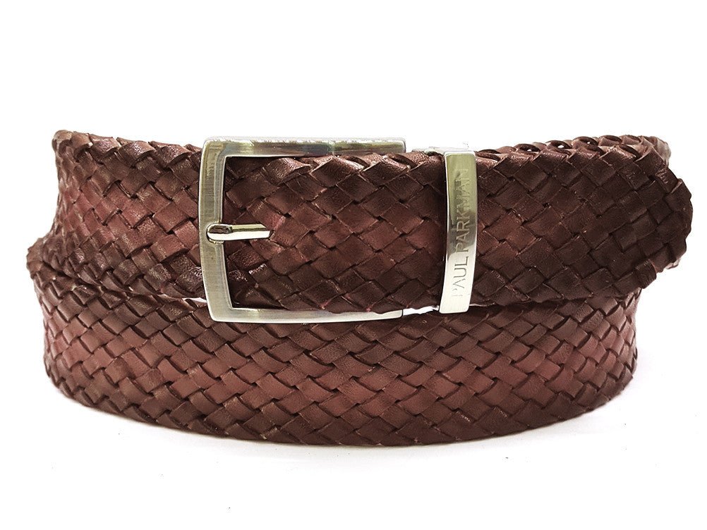 Paul Parkman Men's Woven Leather Belt Brown (IdB07 - Brw) by Paul Parkman – Don't Panic Shoes