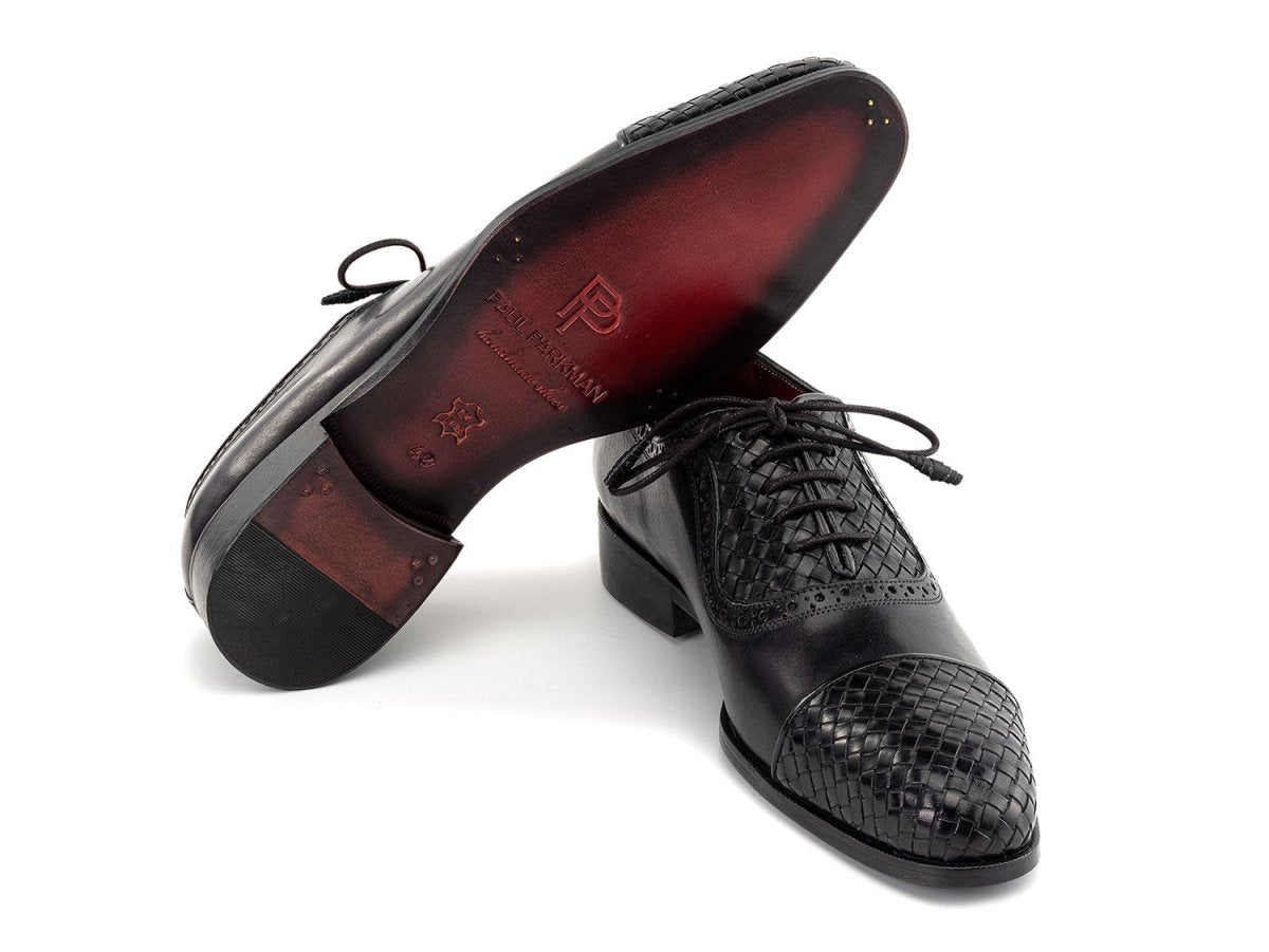 Paul Parkman Men's Woven Leather Cap Toe Oxford Shoes In Black Shoes by Paul Parkman – Don't Panic Shoes
