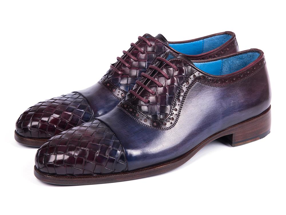 Paul Parkman Men's Woven Leather Captoe Oxfords In Navy And Purple Shoes by Paul Parkman – Don't Panic Shoes