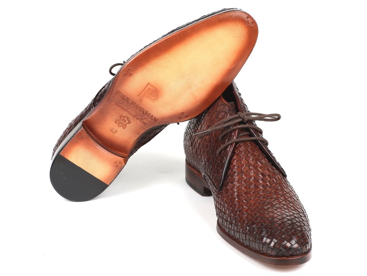 Paul Parkman Men's Woven Leather Chukka Boots In Brown Shoes by Paul Parkman – Don't Panic Shoes