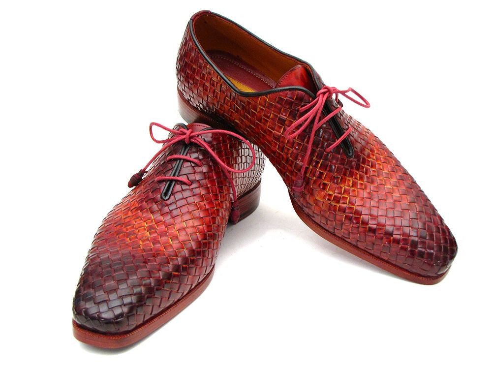 Paul Parkman Men's Woven Leather Oxfords In Bordeaux And Tobacco Shoes by Paul Parkman β Don't Panic Shoes