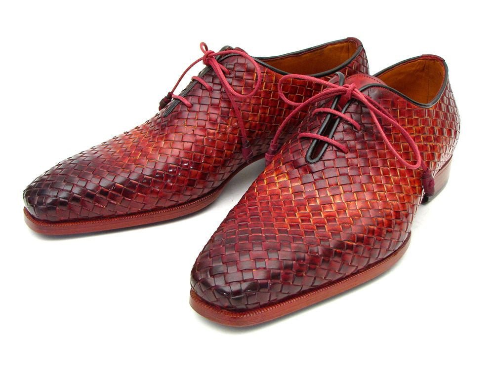 Paul Parkman Men's Woven Leather Oxfords In Bordeaux And Tobacco Shoes by Paul Parkman – Don't Panic Shoes