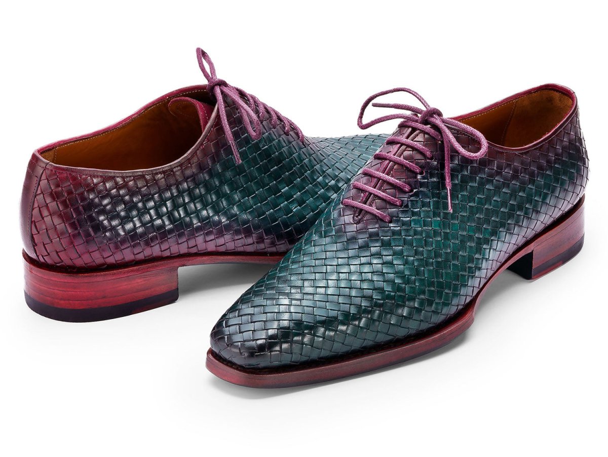 Paul Parkman Men's Woven Leather Oxfords In Green And Purple Shoes by Paul Parkman – Don't Panic Shoes