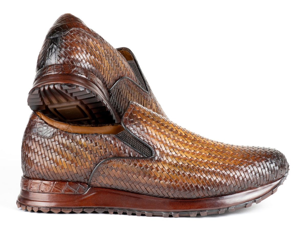 Paul Parkman Men's Woven Leather Slip - On Sneakers In Brown Shoes by Paul Parkman – Don't Panic Shoes