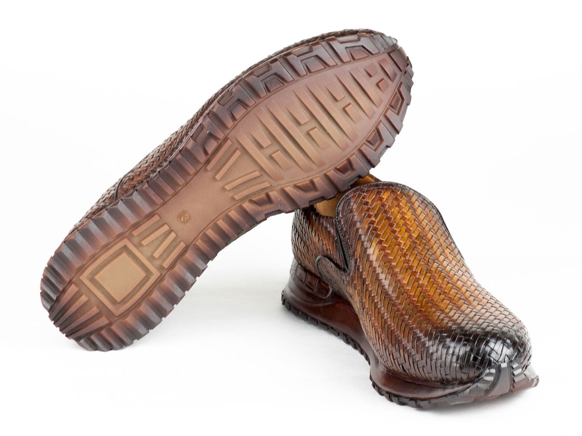 Paul Parkman Men's Woven Leather Slip - On Sneakers In Brown Shoes by Paul Parkman – Don't Panic Shoes