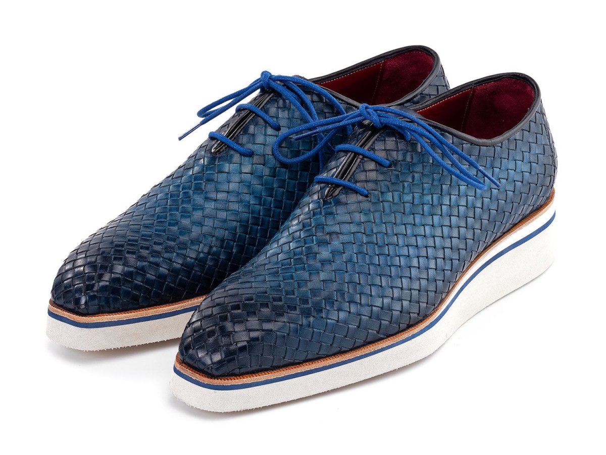 Paul Parkman Men's Woven Leather Smart Casual Shoes In Blue Shoes by Paul Parkman – Don't Panic Shoes