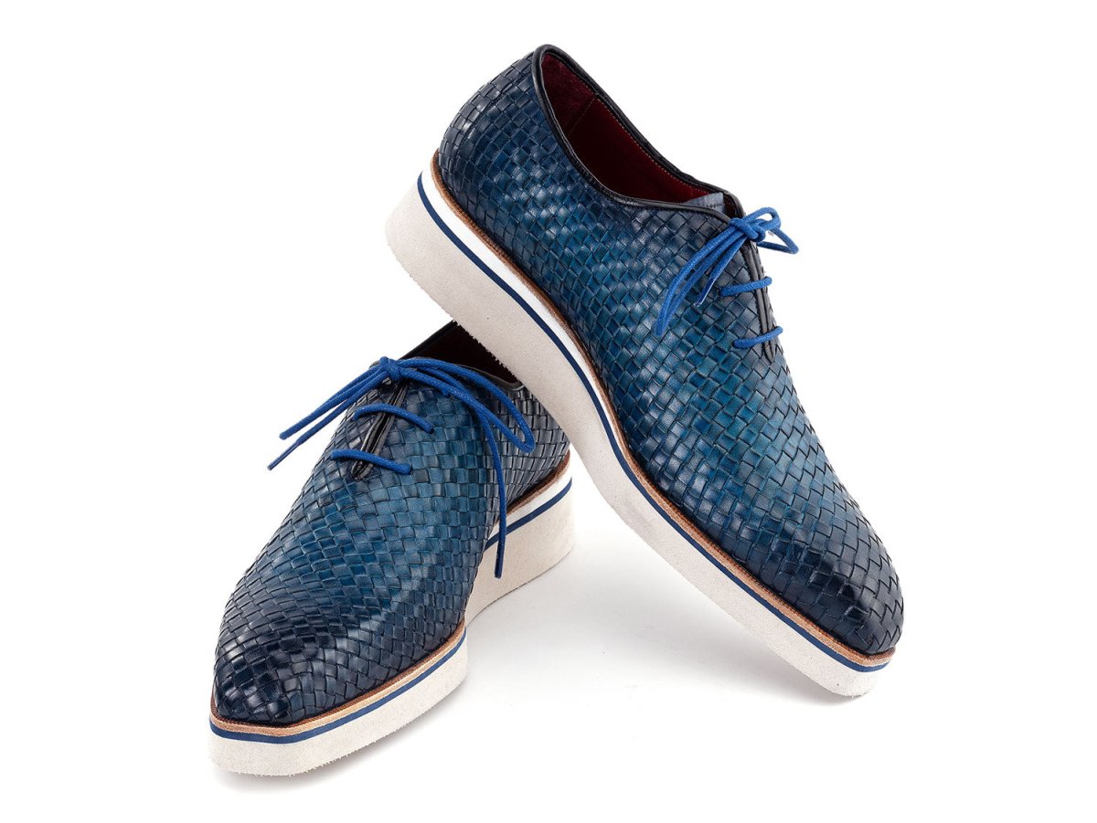 Paul Parkman Men's Woven Leather Smart Casual Shoes In Blue Shoes by Paul Parkman – Don't Panic Shoes