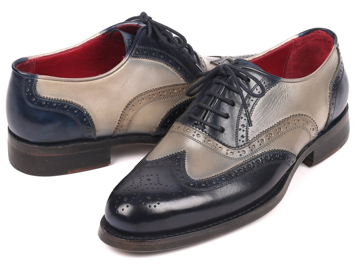 Paul Parkman Navy And Gray Wingtip Oxfords Goodyear Welted (Id027 - Nvygry) by Paul Parkman – Don't Panic Shoes