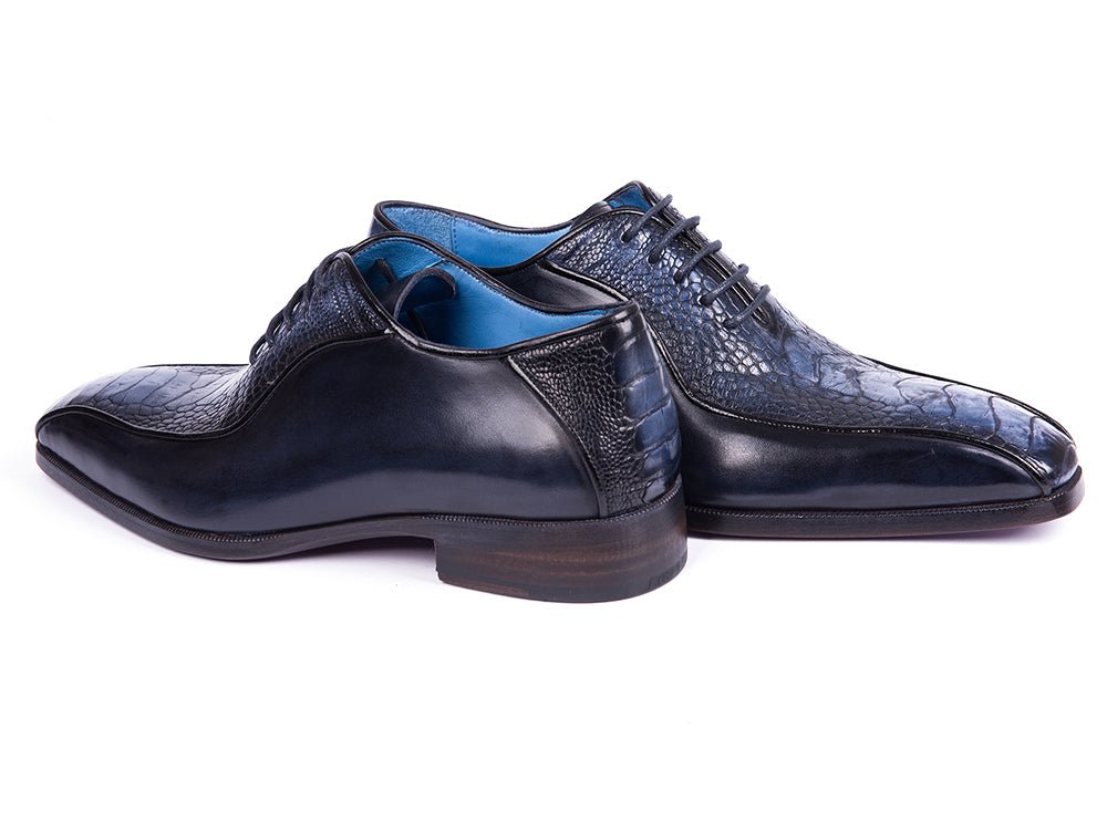 Paul Parkman Navy Genuine Ostrich Leg Bicycle Toe Oxfords (Id94dlnvy) Shoes by Paul Parkman – Don't Panic Shoes