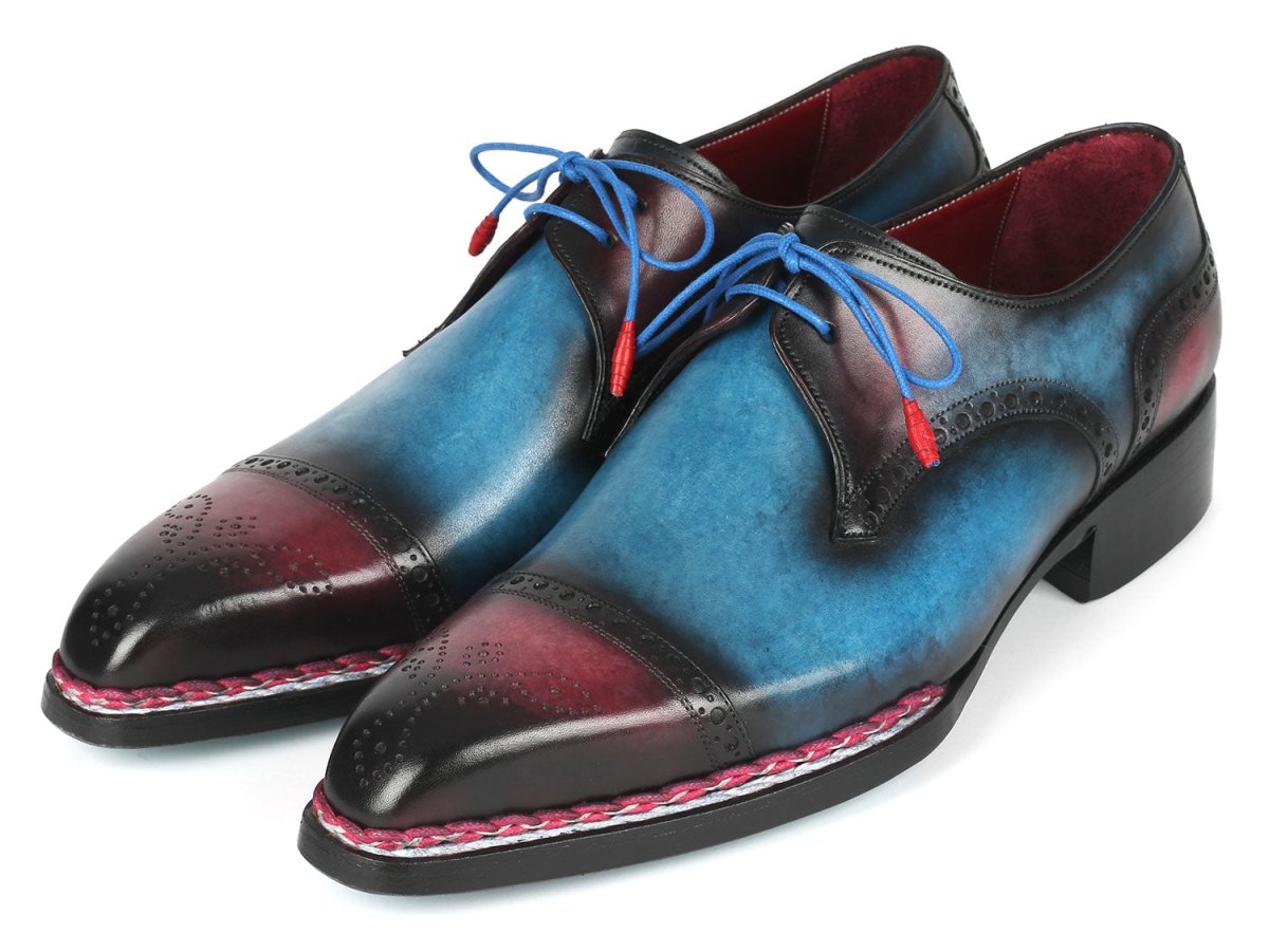 Paul Parkman Norwegian Welted Cap Toe Derby Shoes Blue And Purple (Id8508 - Pbl) Shoes by Paul Parkman – Don't Panic Shoes