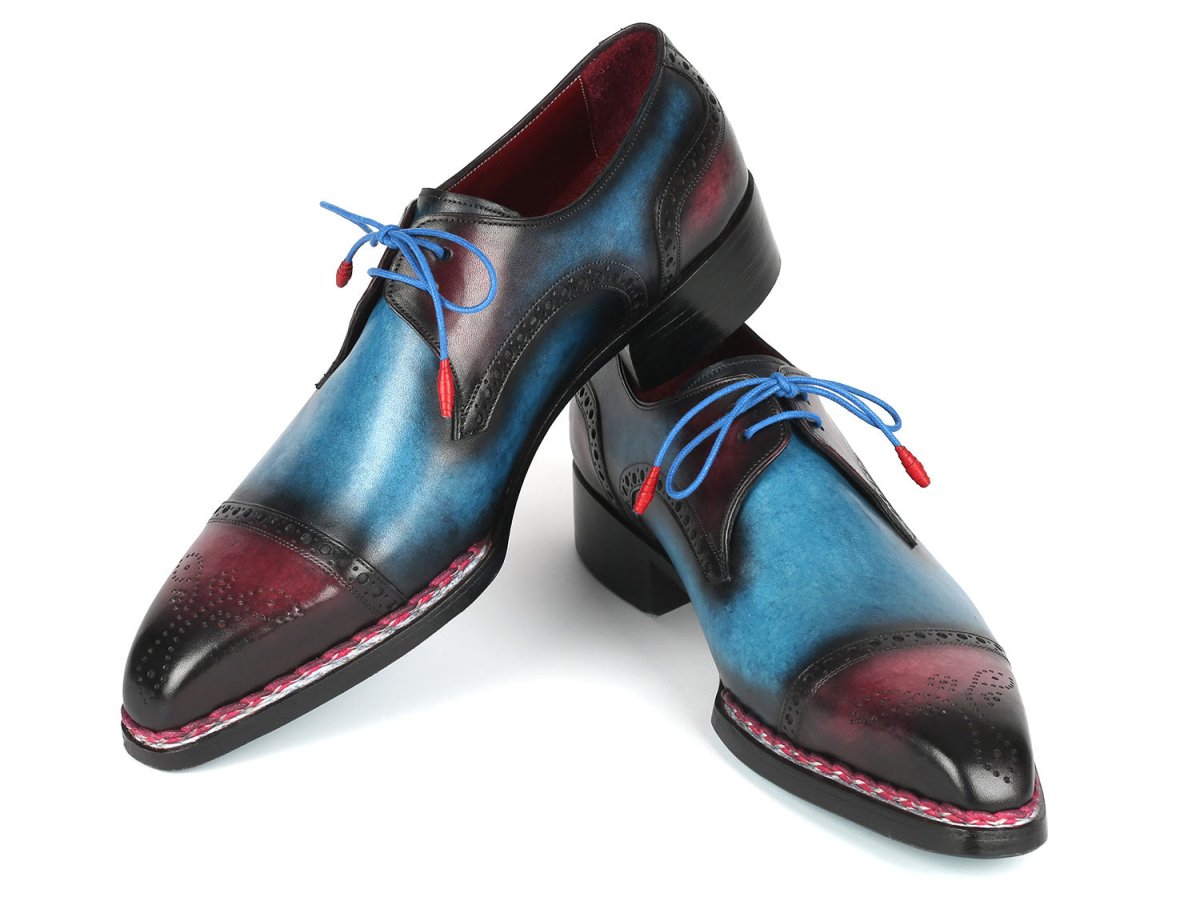 Paul Parkman Norwegian Welted Cap Toe Derby Shoes Blue / Purple Shoes by Paul Parkman – Don't Panic Shoes