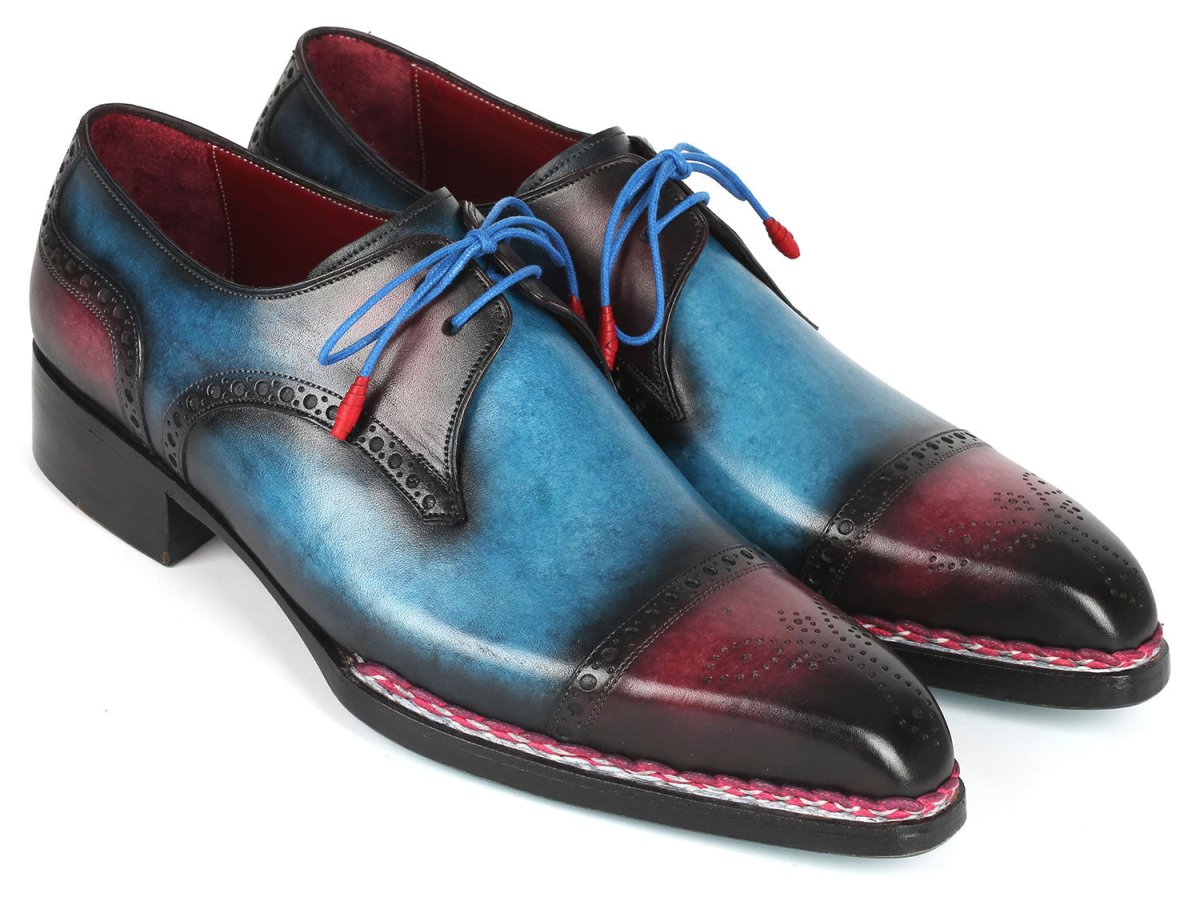 Paul Parkman Norwegian Welted Cap Toe Derby Shoes Blue / Purple Shoes by Paul Parkman – Don't Panic Shoes