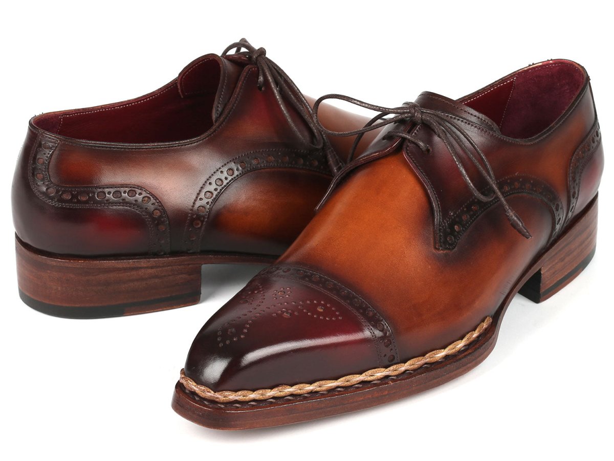 Paul Parkman Norwegian Welted Cap Toe Derby Shoes Bordeaux And Brown (Id8508 - Brw) by Paul Parkman – Don't Panic Shoes