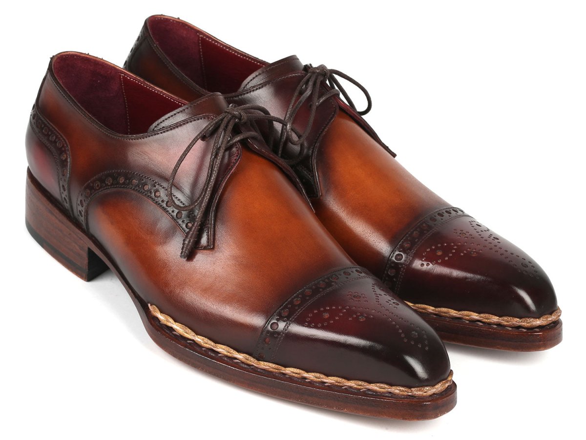 Paul Parkman Norwegian Welted Cap Toe Derby Shoes Bordeaux And Brown (Id8508 - Brw) by Paul Parkman – Don't Panic Shoes
