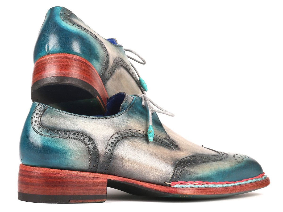 Paul Parkman Norwegian Welted WIngtip Derby Shoes in Blue And Grey Shoes by Paul Parkman – Don't Panic Shoes