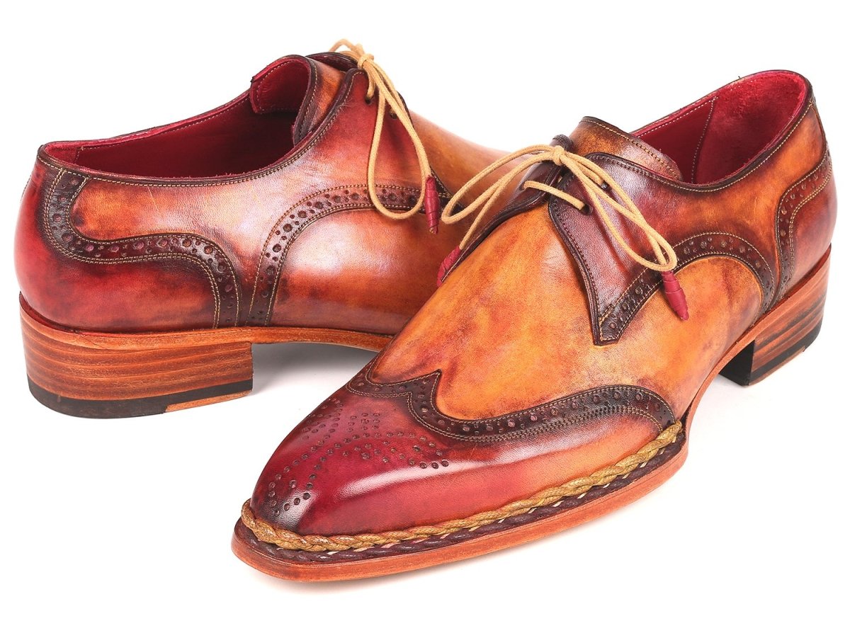 Paul Parkman Norwegian Welted Wingtip Derby Shoes Red And Camel (Id8506 - Cml) by Paul Parkman – Don't Panic Shoes
