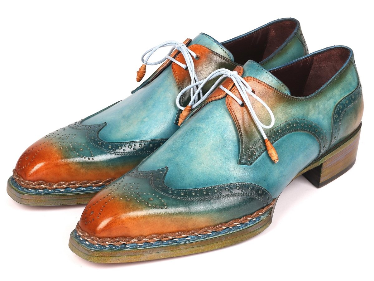 Paul Parkman Norwegian Welted Wingtip Derby Shoes Turquoise And Tobacco (Id8506 - Trq) by Paul Parkman – Don't Panic Shoes