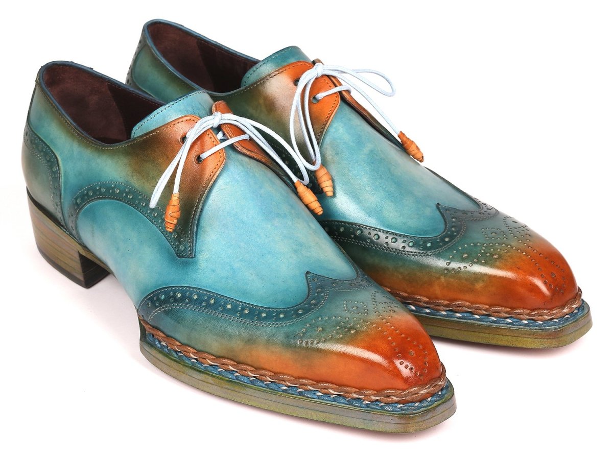 Paul Parkman Norwegian Welted Wingtip Derby Shoes Turquoise And Tobacco (Id8506 - Trq) by Paul Parkman – Don't Panic Shoes
