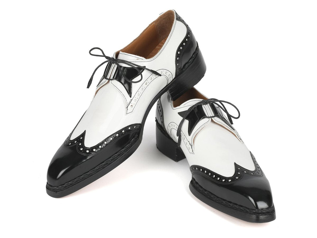 Paul Parkman Norwegian Welted Wingtip Men's Dress Shoes Black And White (Id8505 - Bnw) Shoes by Paul Parkman – Don't Panic Shoes
