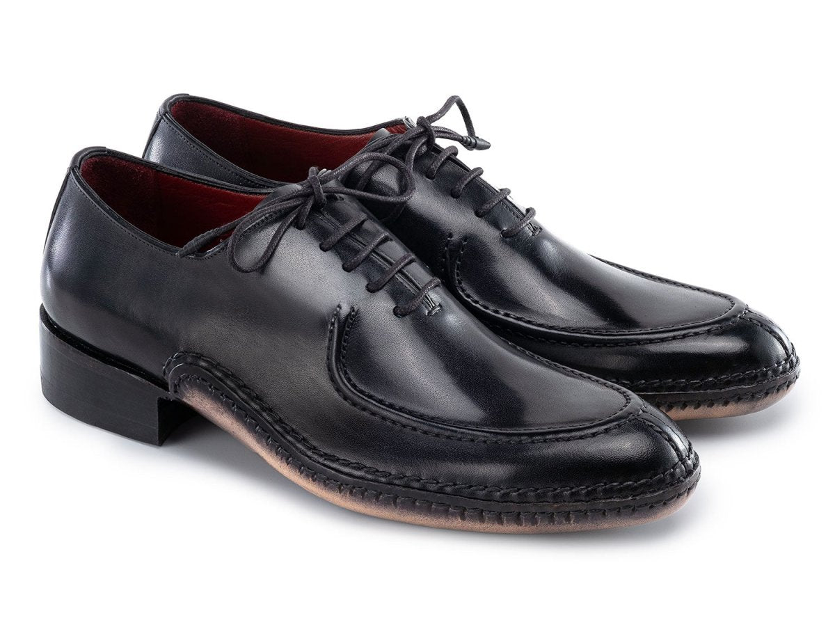 Paul Parkman Opanka Stitched Men's Custom Made Split Toe Black Leather Oxford Shoes 054 - Blk by Paul Parkman – Don't Panic Shoes