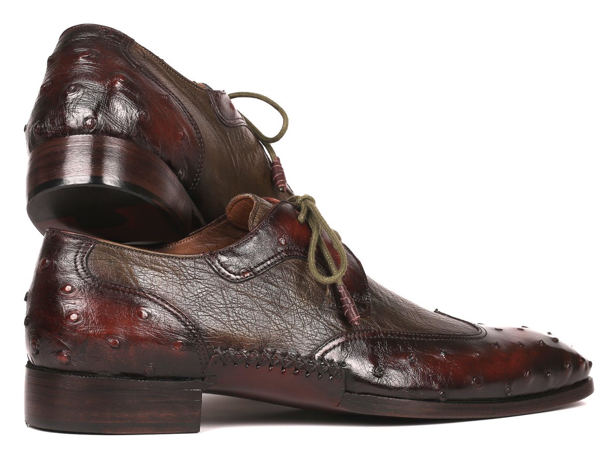 Paul Parkman Ostrich Skin Wingtip Derby Shoes Brown And Green (Id844h389) Shoes by Paul Parkman – Don't Panic Shoes