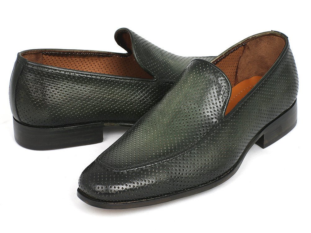 Paul Parkman Perforated Leather Loafers Green (Id874 - Grn) by Paul Parkman – Don't Panic Shoes