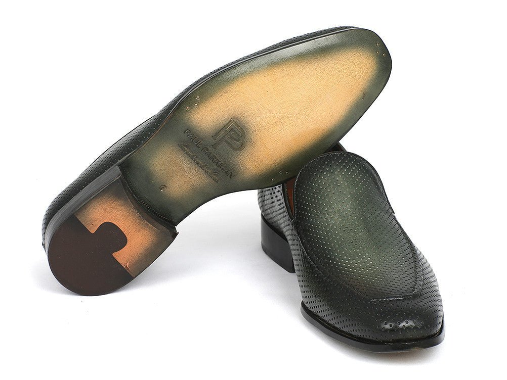 Paul Parkman Perforated Leather Loafers Green (Id874 - Grn) by Paul Parkman – Don't Panic Shoes