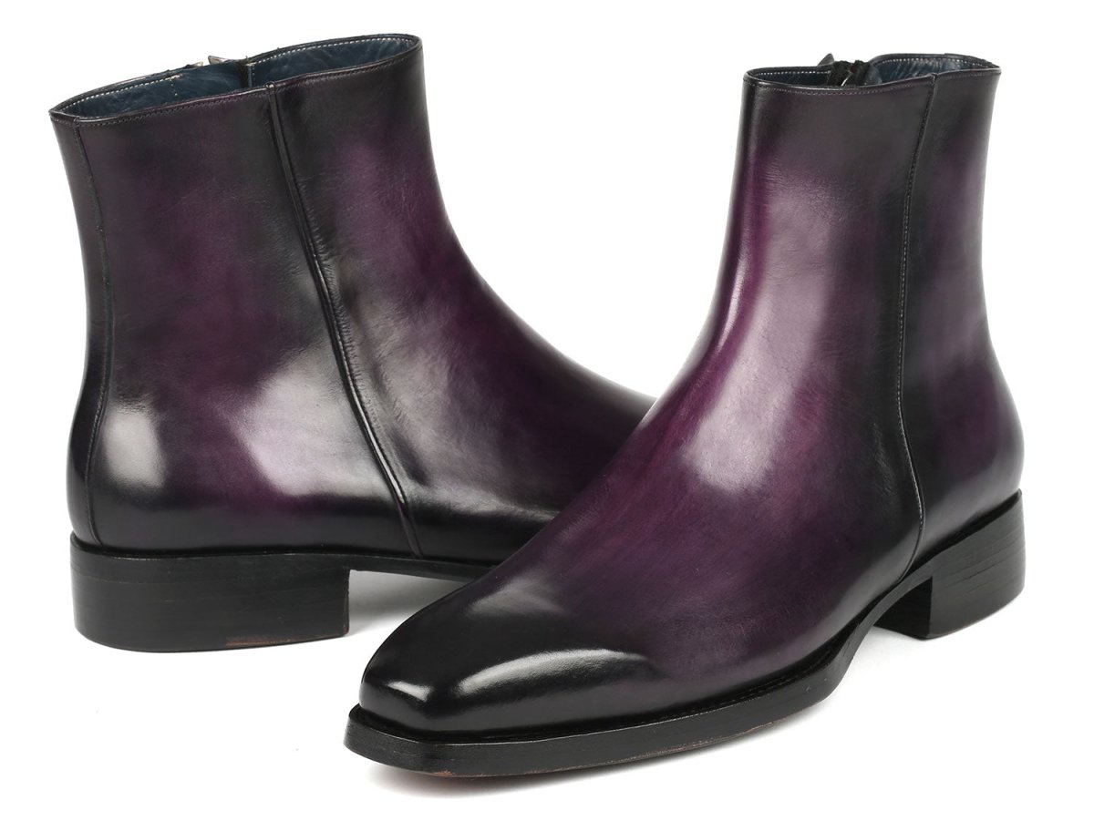 Paul Parkman Purple Burnished Side Zipper Boots Goodyear Welted (IdBt3955 - Prp) by Paul Parkman – Don't Panic Shoes