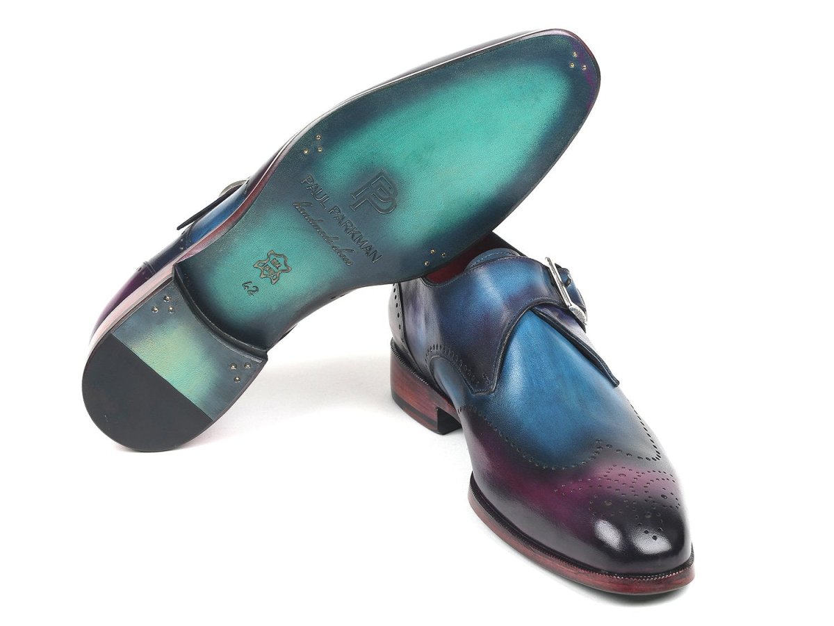 Paul Parkman Single Monkstraps Blue And Purple (Id948 - Blu - Prp) by Paul Parkman – Don't Panic Shoes
