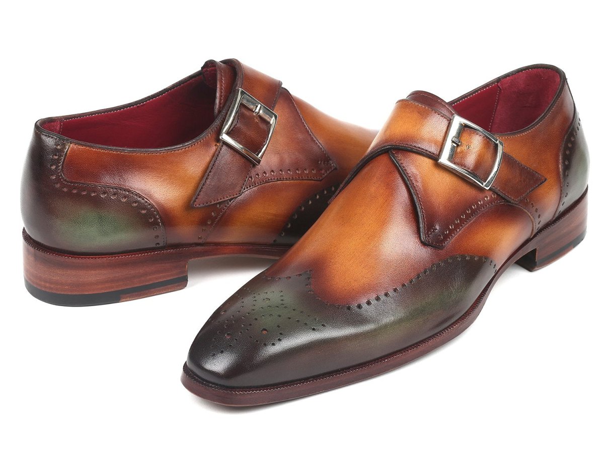 Paul Parkman Single Monkstraps Green And Camel (Id944 - Grn - Cml) by Paul Parkman – Don't Panic Shoes