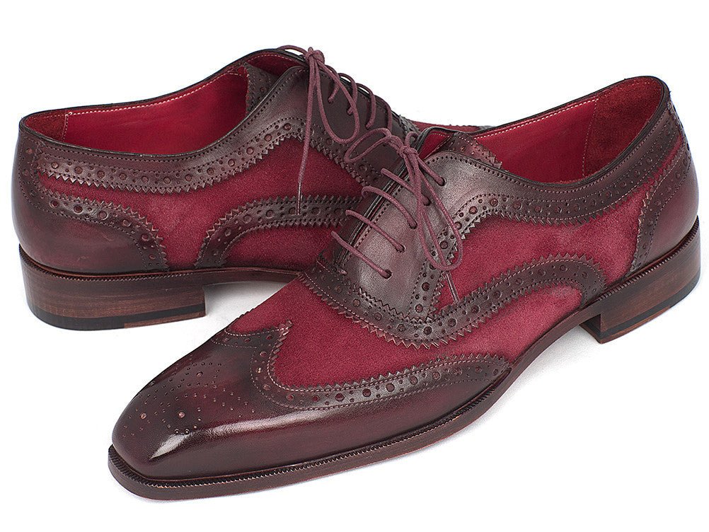 Paul Parkman Suede And CalfskIn Men's Wingtip Oxfords in Bordeaux Shoes by Paul Parkman – Don't Panic Shoes