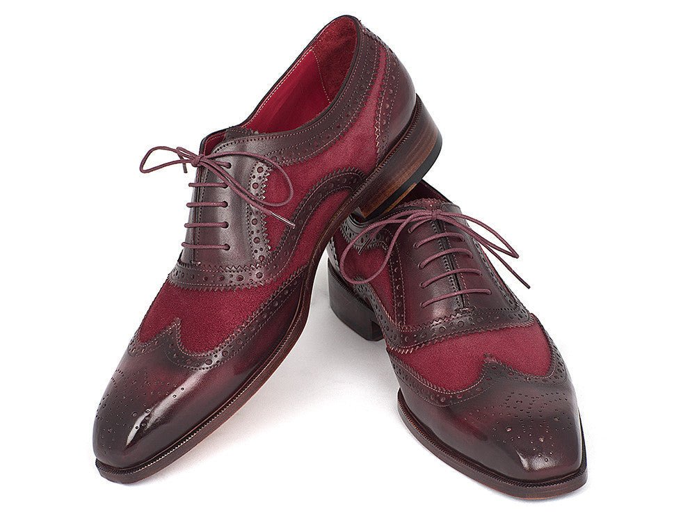 Paul Parkman Suede And CalfskIn Men's Wingtip Oxfords in Bordeaux Shoes by Paul Parkman – Don't Panic Shoes