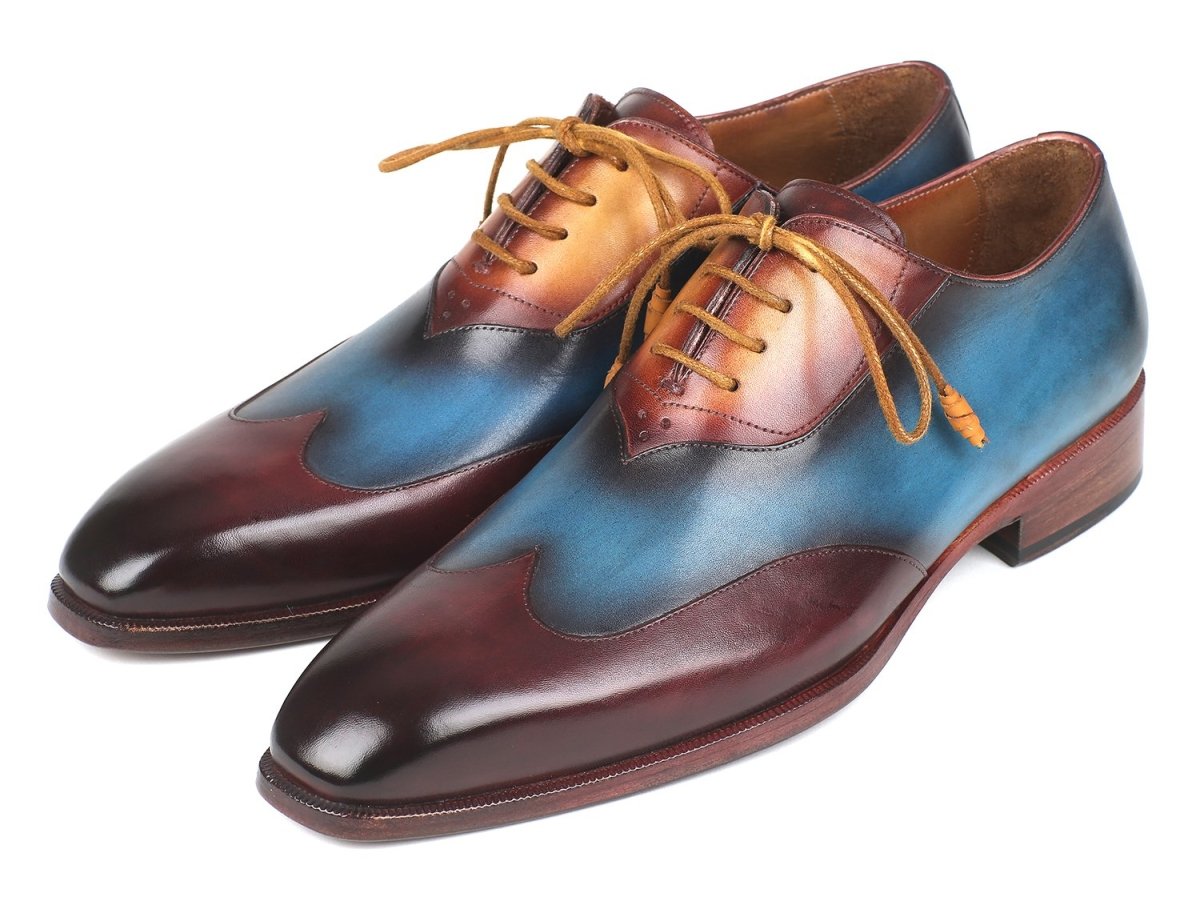 Paul Parkman Three Tone Wingtip Oxfords Bordeaux And Blue And Camel (IdAl3249tu) by Paul Parkman – Don't Panic Shoes