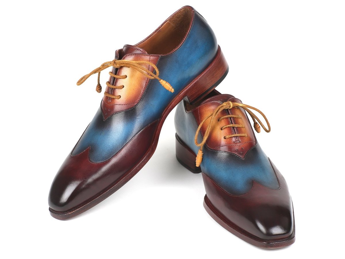 Paul Parkman Three Tone Wingtip Oxfords Bordeaux And Blue And Camel (IdAl3249tu) by Paul Parkman – Don't Panic Shoes