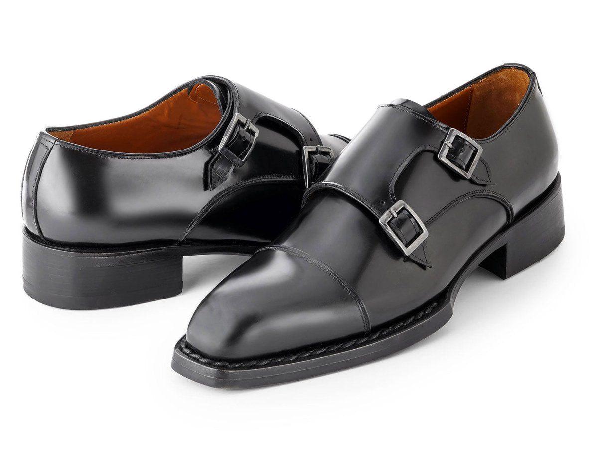 Paul Parkman Triple Leather Sole Hand - Welted Cap Toe Monkstraps Black (IdLx75mnk) by Paul Parkman – Don't Panic Shoes