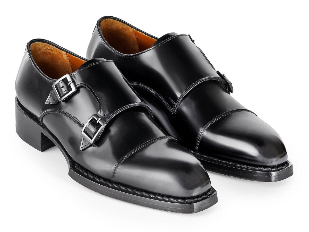 Paul Parkman Triple Leather Sole Hand - Welted Cap Toe Monkstraps Black (IdLx75mnk) by Paul Parkman – Don't Panic Shoes