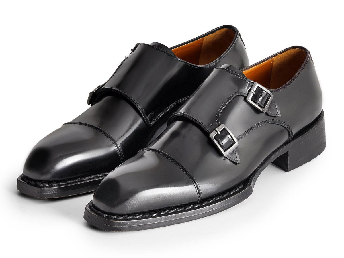 Paul Parkman Triple Leather Sole Hand - Welted Cap Toe Monkstraps Black (IdLx75mnk) by Paul Parkman – Don't Panic Shoes