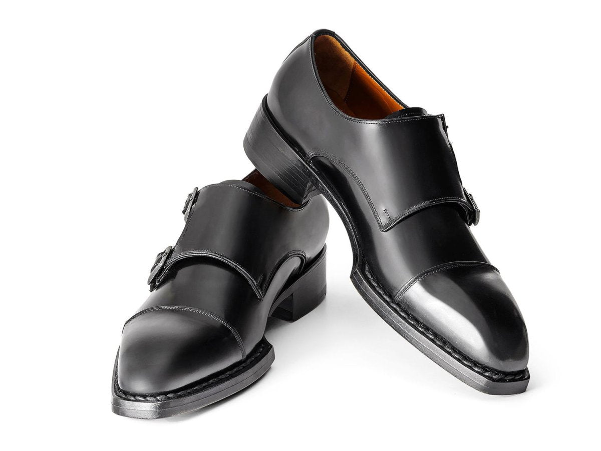 Paul Parkman Triple Leather Sole Hand - Welted Cap Toe Monkstraps Black (IdLx75mnk) by Paul Parkman – Don't Panic Shoes